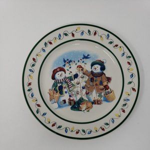 Longaberger Pottery Snow Friends Flurry & Snowball 1999 Christmas Plate